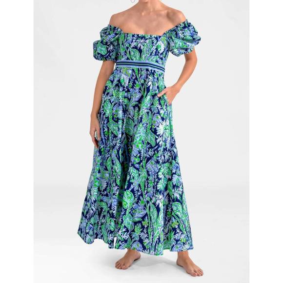 NEW GRETCHEN SCOTT promenade dress in navy vines